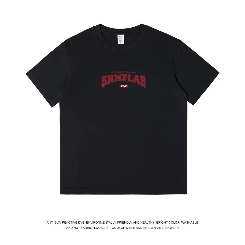 Men's American Letter Pure Cotton T-Shirt Cream - Image 2