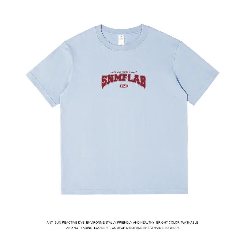 Men's American Letter Pure Cotton T-Shirt Cream - Image 4