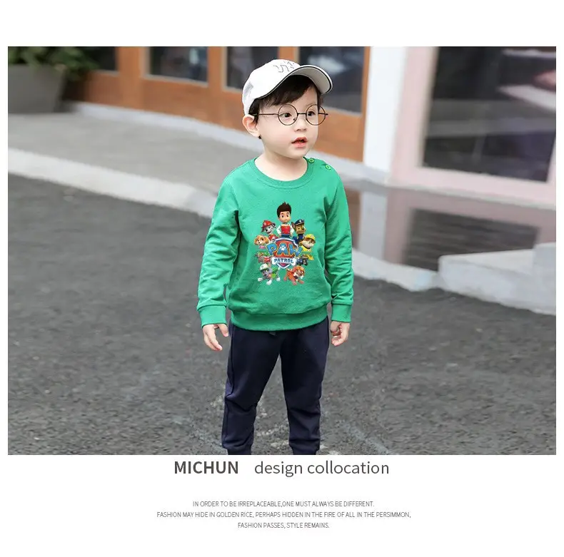2023 Kids Cartoon Printed Green Sweatshirt Long Sleeve — feature 11