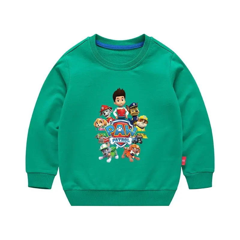 2023 Kids Cartoon Printed Green Sweatshirt Long Sleeve - Image 6