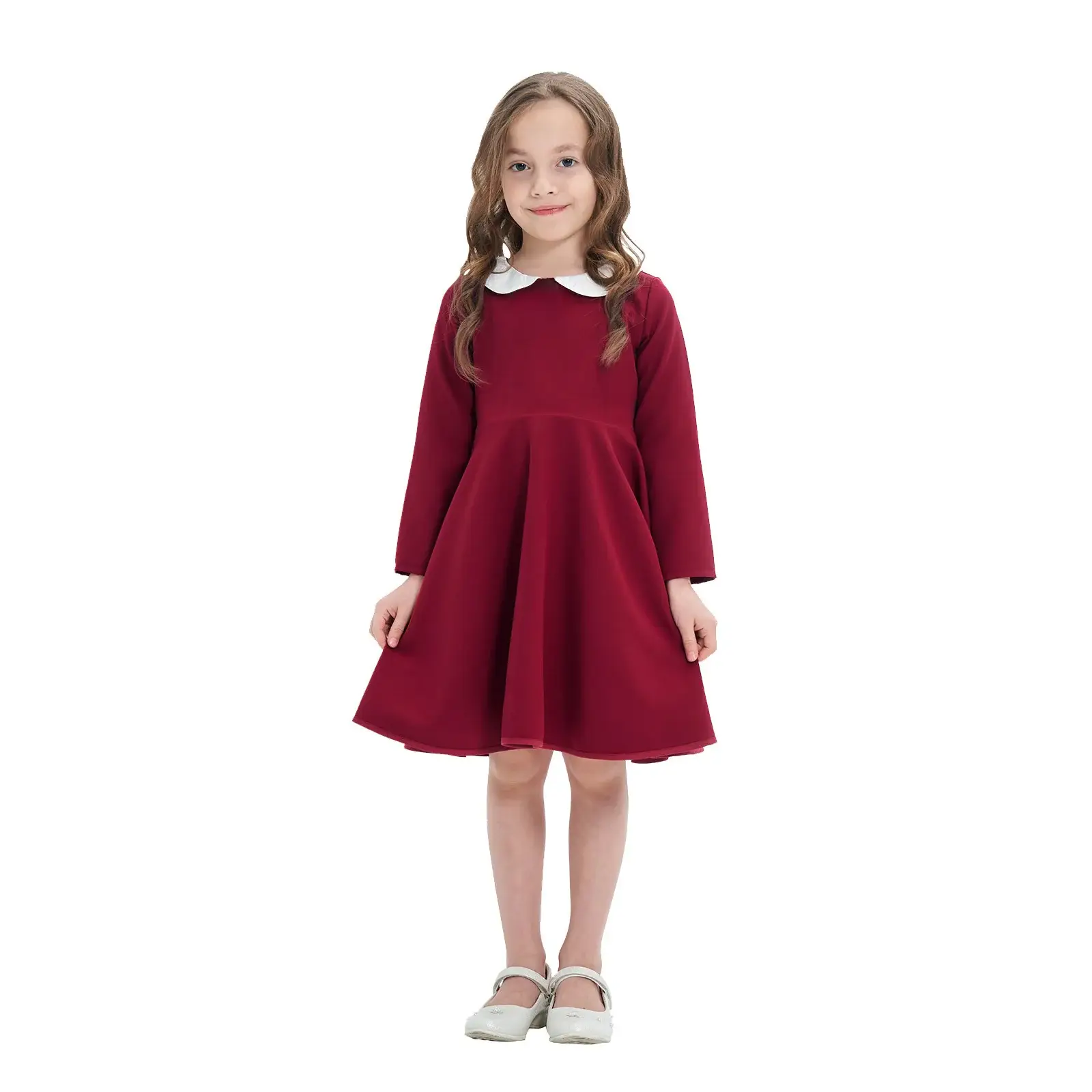 Yellow Long Sleeve Skirt Dress for Girls College Style — feature 10