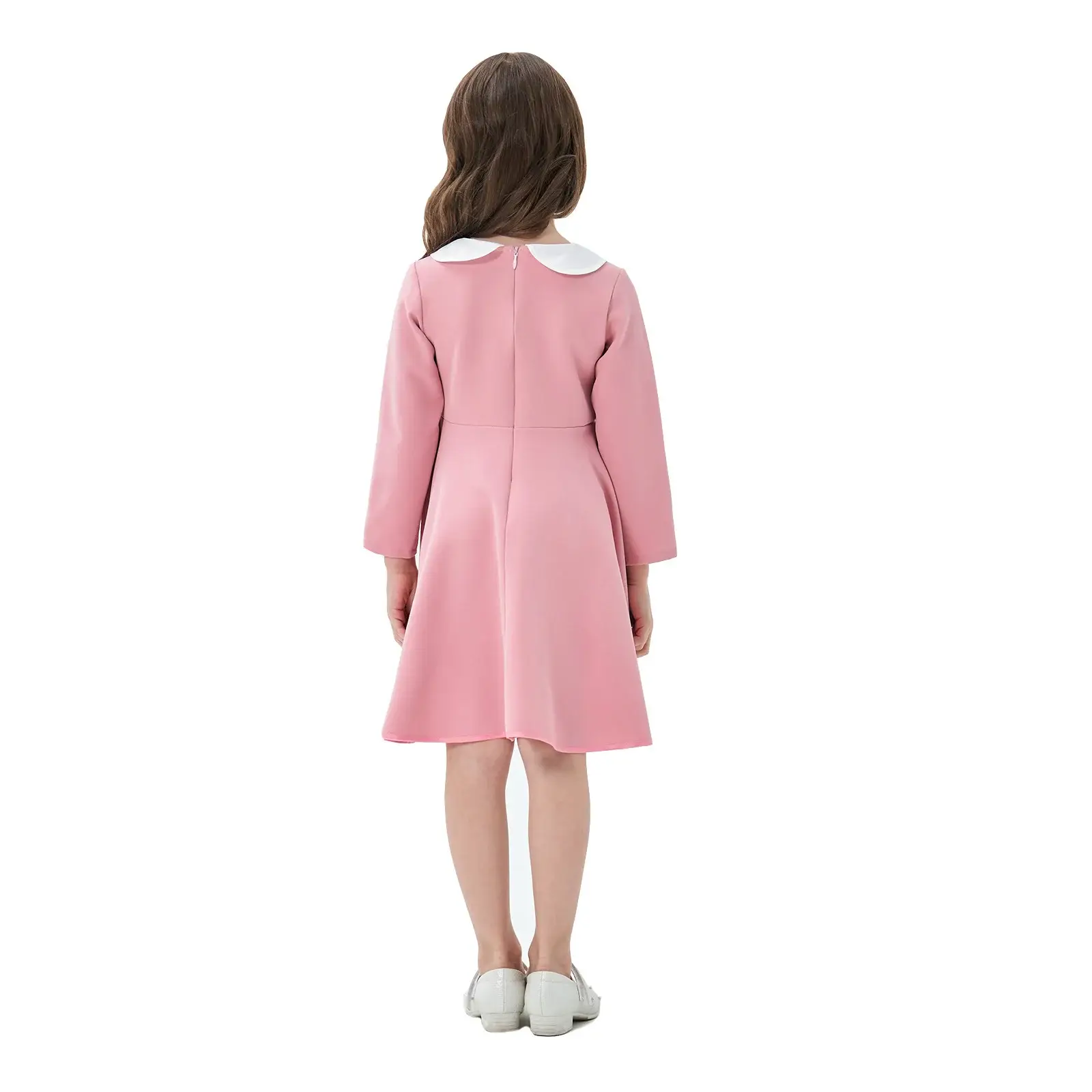 Yellow Long Sleeve Skirt Dress for Girls College Style — feature 12