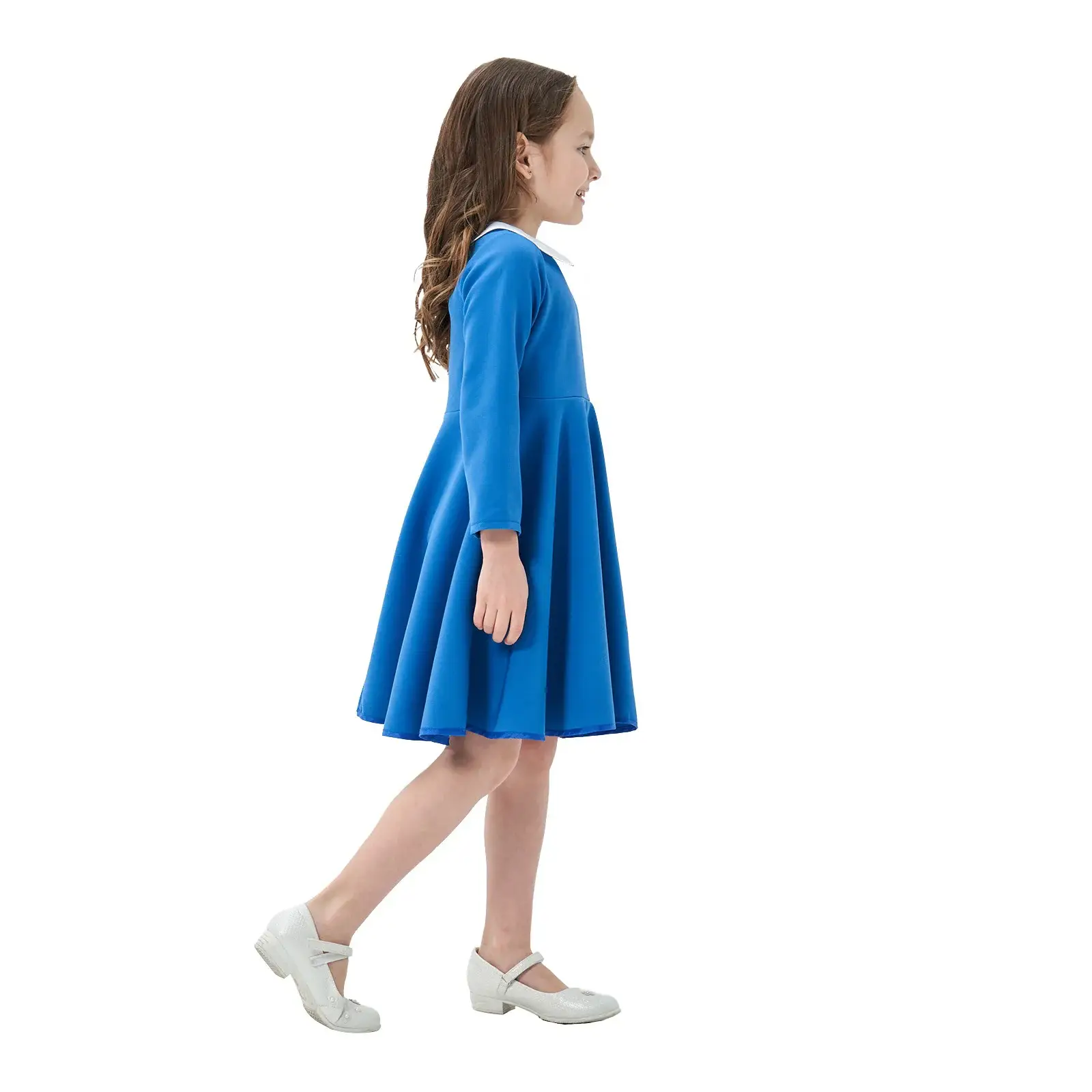 Yellow Long Sleeve Skirt Dress for Girls College Style — feature 16