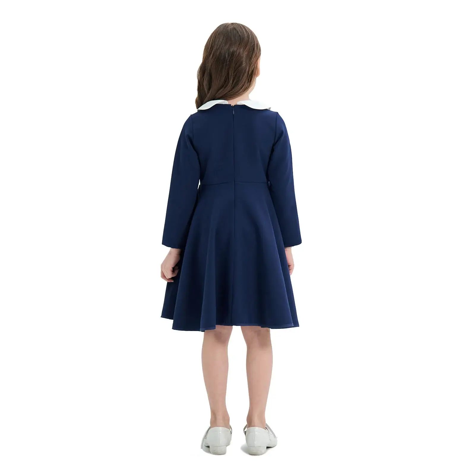 Yellow Long Sleeve Skirt Dress for Girls College Style — feature 19