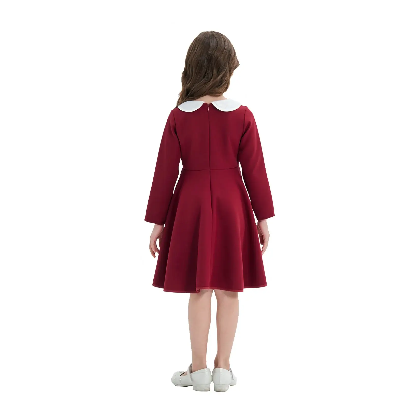 Yellow Long Sleeve Skirt Dress for Girls College Style — feature 9