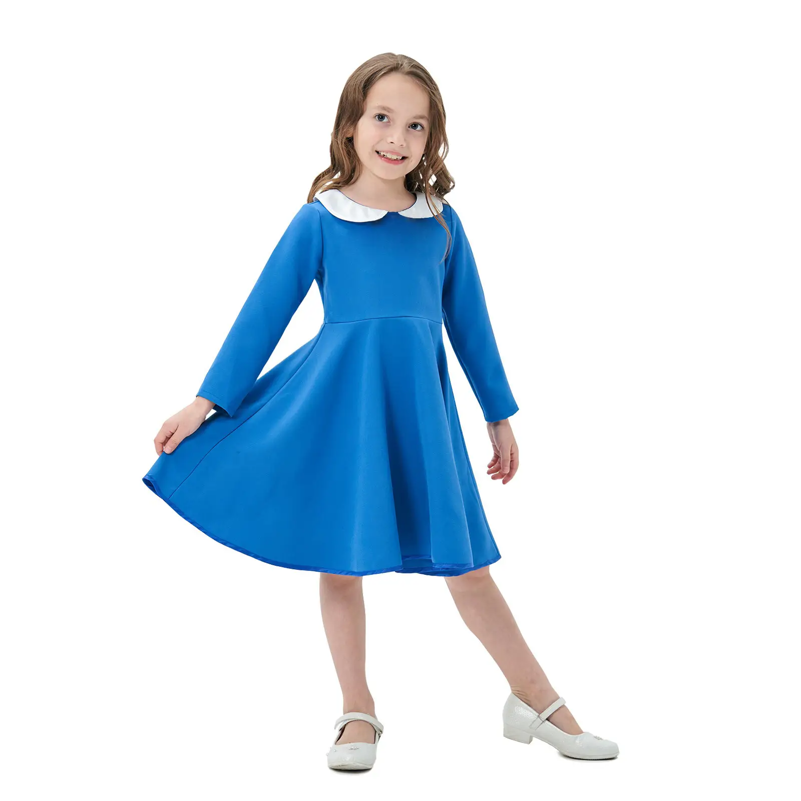 Yellow Long Sleeve Skirt Dress for Girls College Style - Image 4