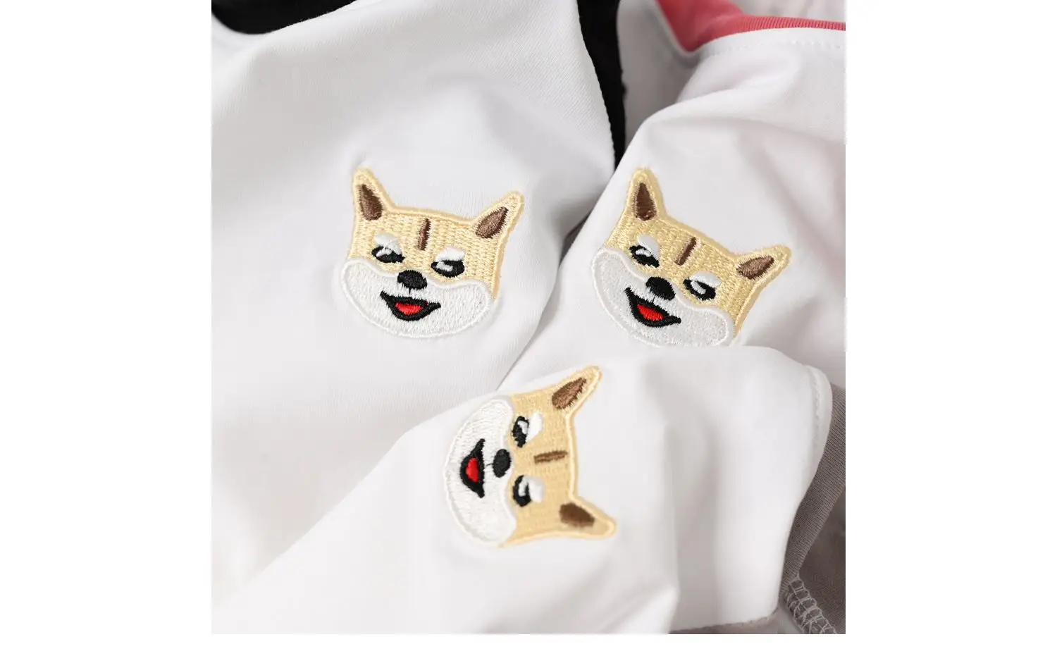 Children Cotton Raglan Sleeve T-Shirt White Pink Puppy Embroidery — feature 22