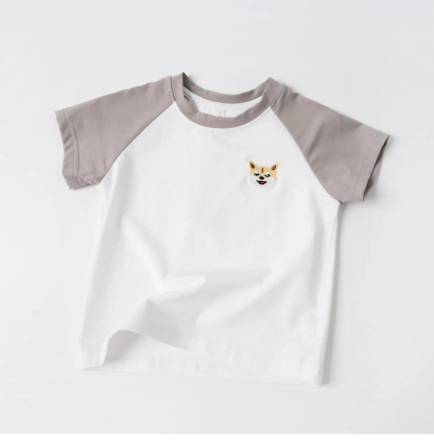 Children Cotton Raglan Sleeve T-Shirt White Pink Puppy Embroidery — feature 27