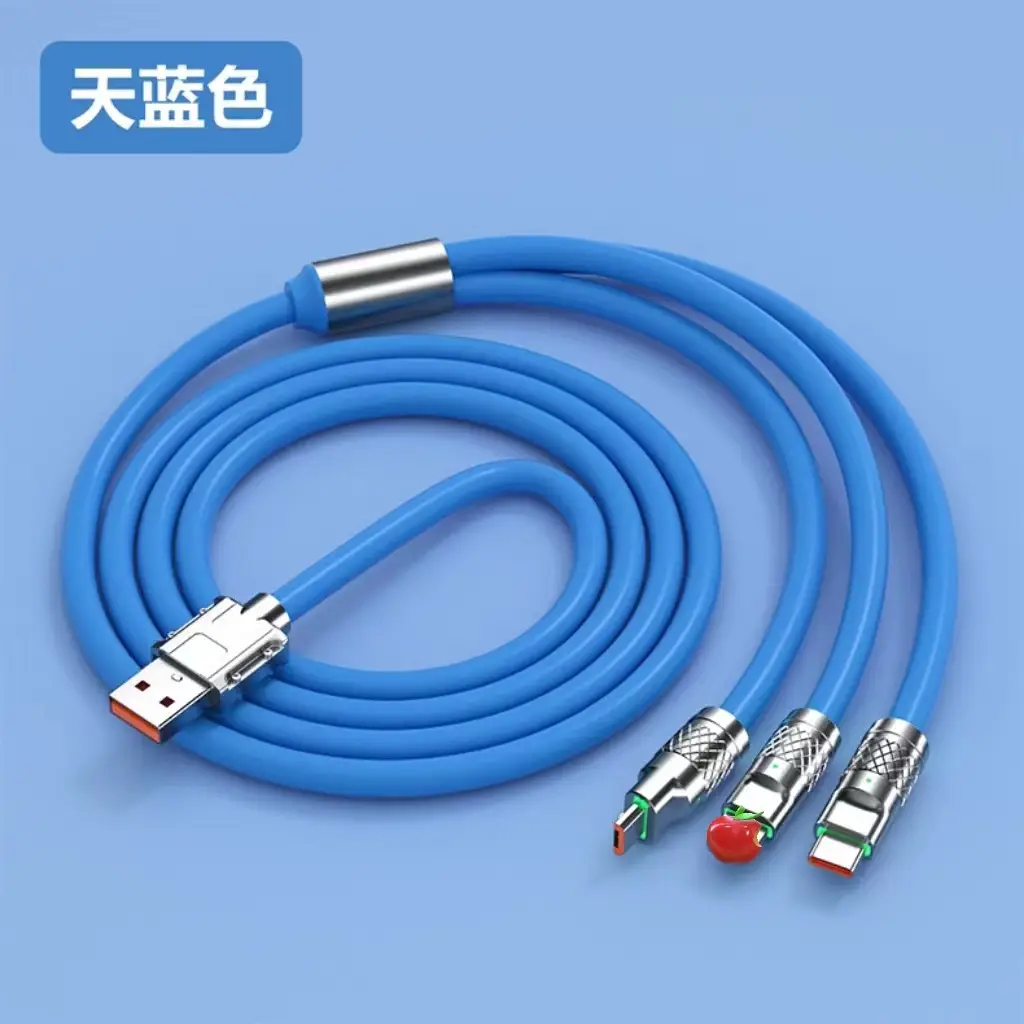 120W Multi-Device Charging Cable Orange Thickened Silicone — feature 14