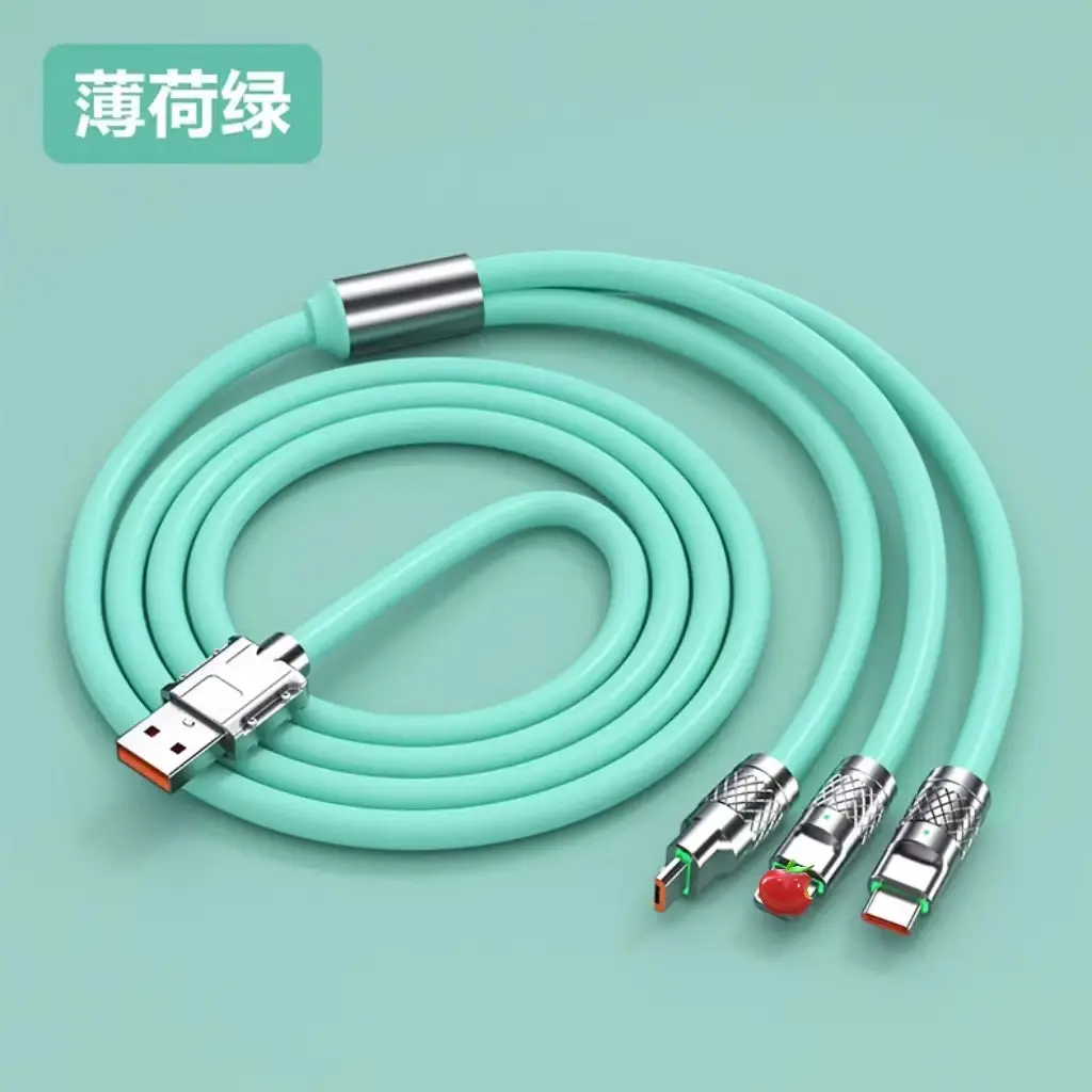 120W Multi-Device Charging Cable Orange Thickened Silicone — feature 15