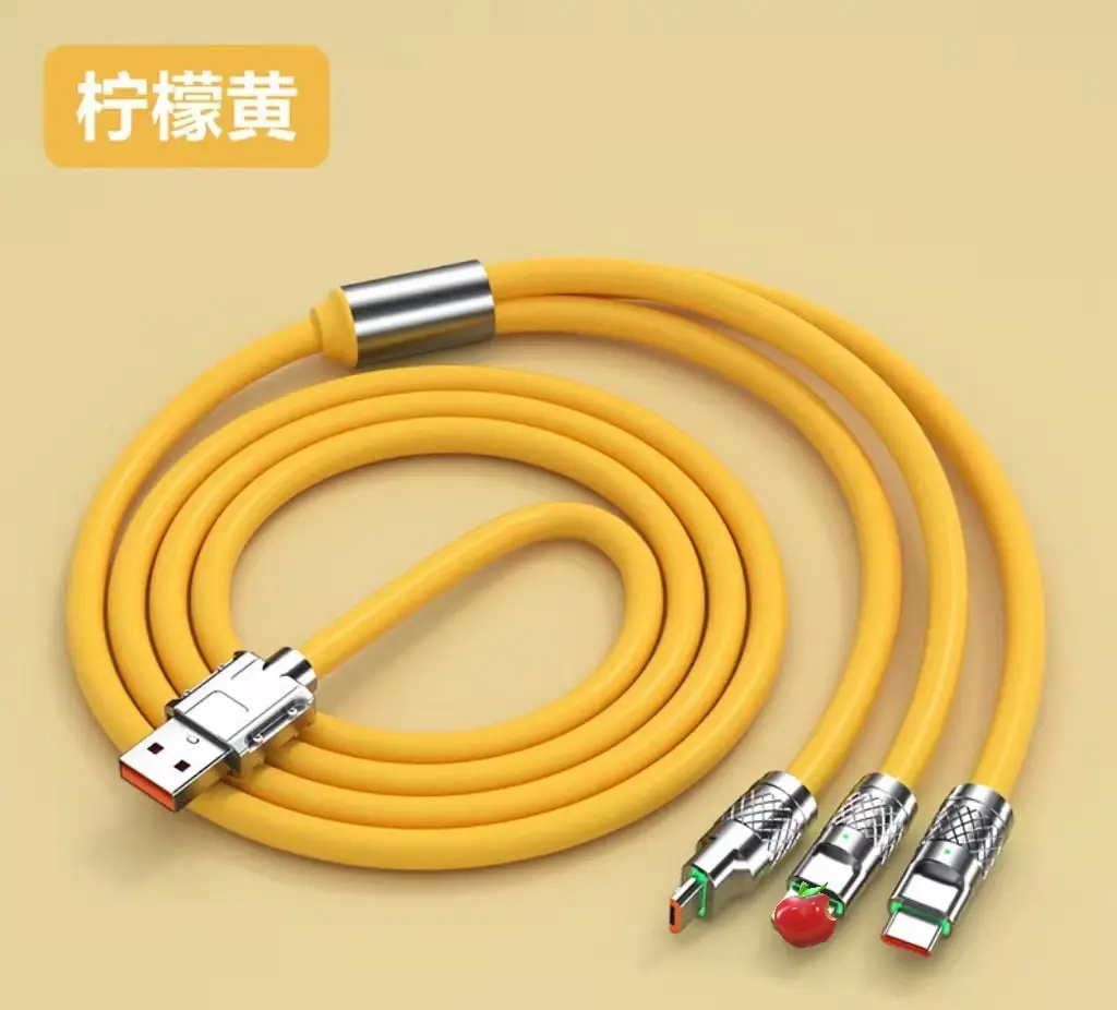 120W Multi-Device Charging Cable Orange Thickened Silicone — feature 16