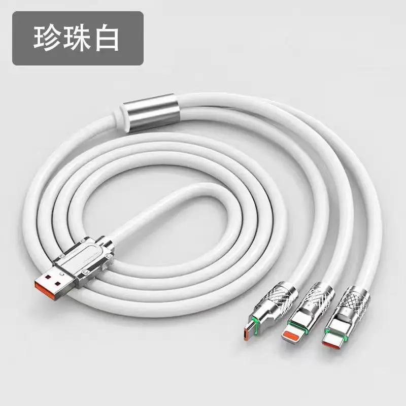 120W Multi-Device Charging Cable Orange Thickened Silicone - Image 4