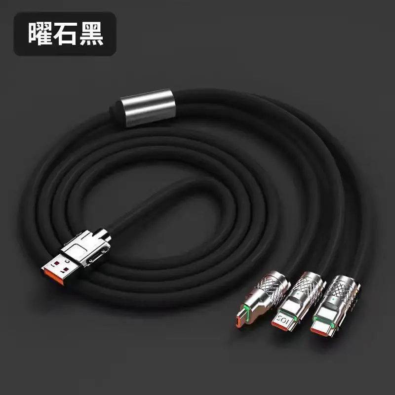 120W Multi-Device Charging Cable Orange Thickened Silicone - Image 5
