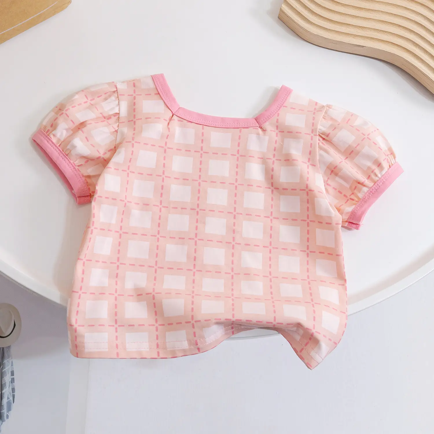 Girls Korean Cartoon Plaid T-Shirt White Black Polka Dot - Image 9