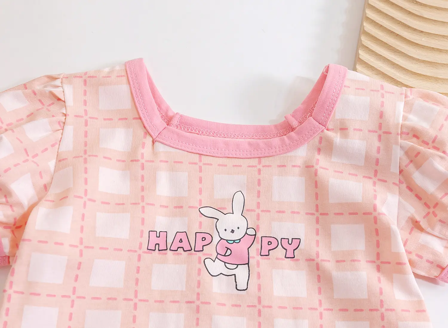 Girls Korean Cartoon Plaid T-Shirt White Black Polka Dot — feature 6