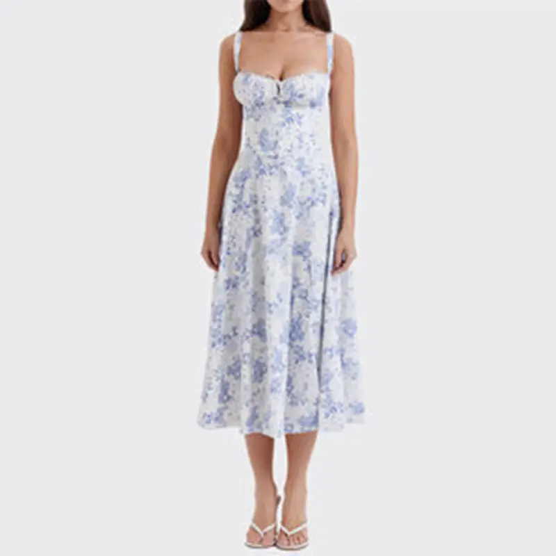 Elegant Floral Strap Sleeveless Dress for Women - Image 18