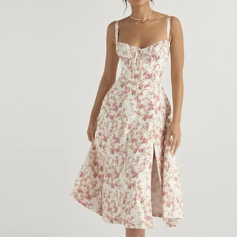 Elegant Floral Strap Sleeveless Dress for Women — feature 48