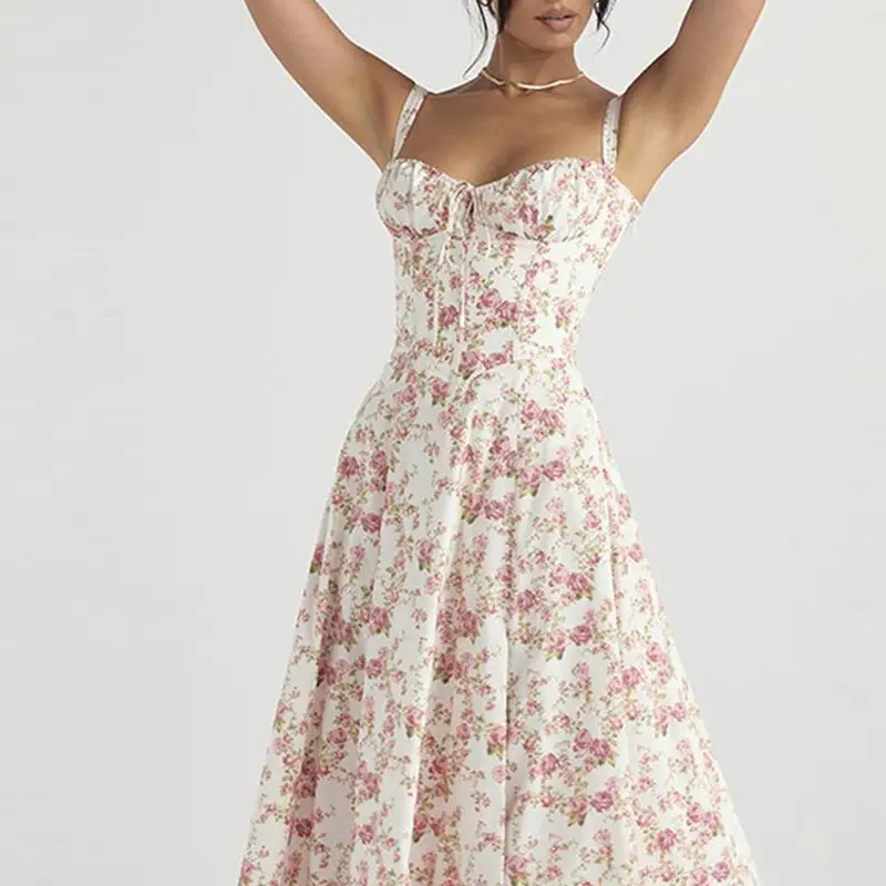 Elegant Floral Strap Sleeveless Dress for Women — feature 49