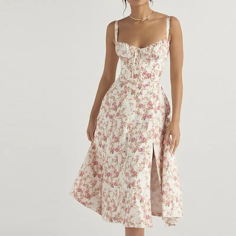 Elegant Floral Strap Sleeveless Dress for Women - Image 5