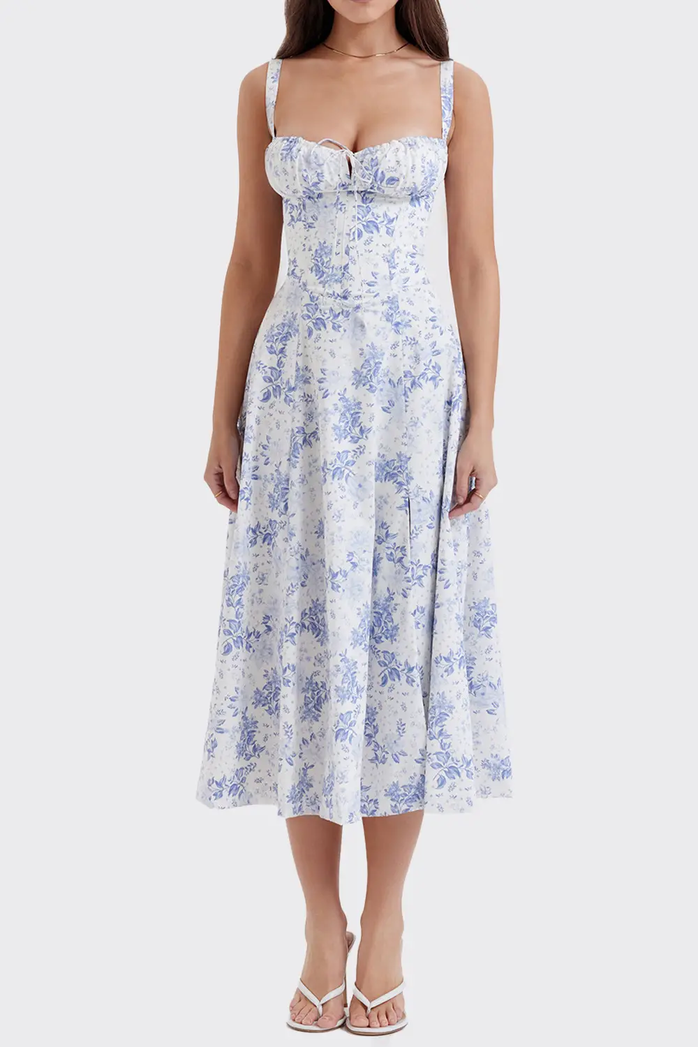 Elegant Floral Strap Sleeveless Dress for Women - Image 6