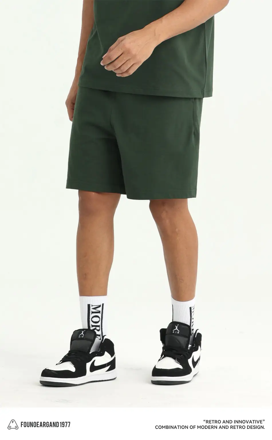 Men Drawstring Olive Shorts Knee Length Cotton — feature 10