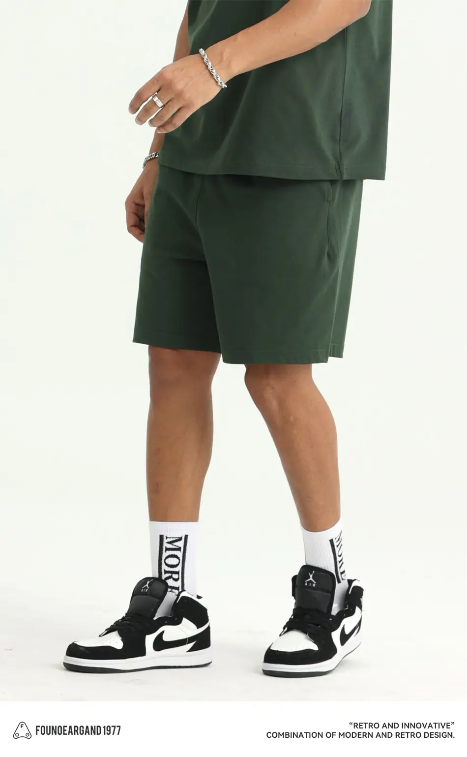 Men Drawstring Olive Shorts Knee Length Cotton — feature 11