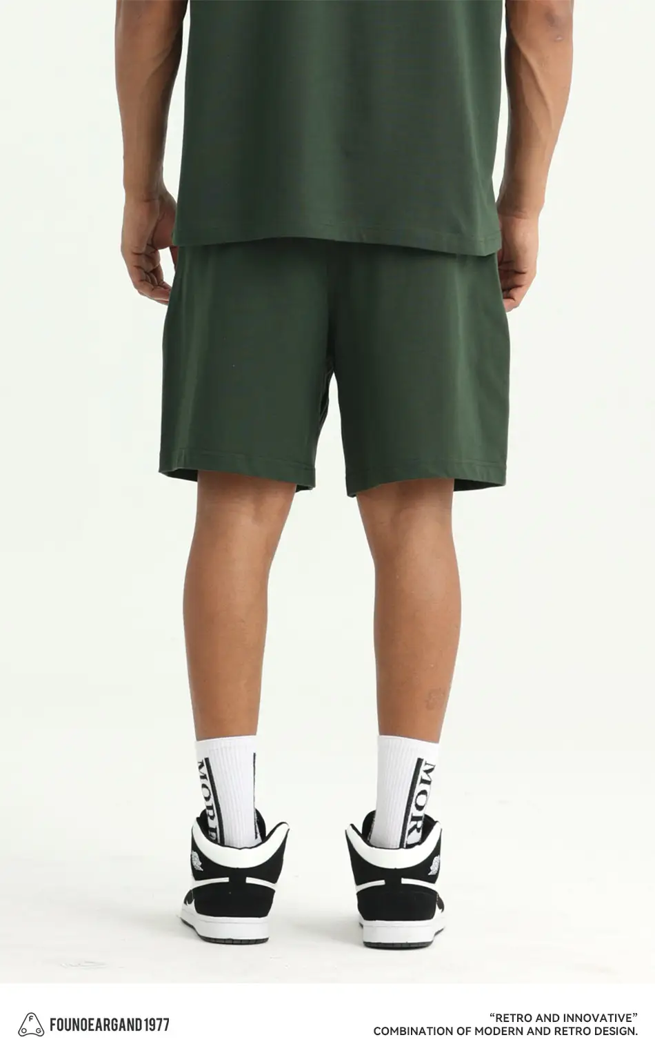 Men Drawstring Olive Shorts Knee Length Cotton — feature 12