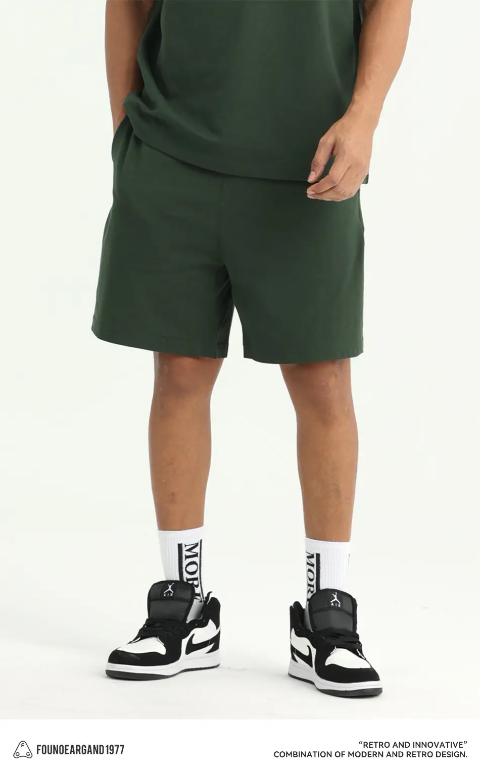 Men Drawstring Olive Shorts Knee Length Cotton — feature 9