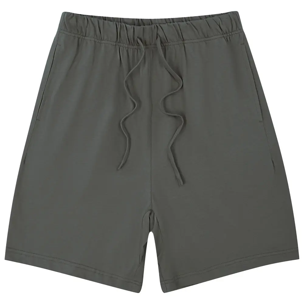 Men Drawstring Olive Shorts Knee Length Cotton - Image 7