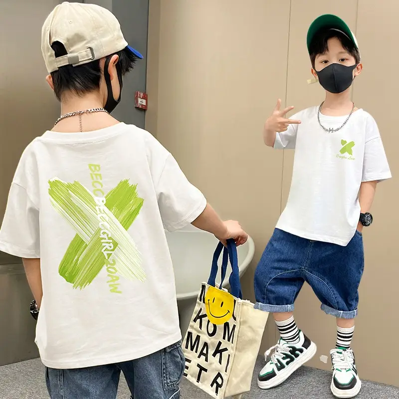 Boys Black Graphic Cotton T-Shirt Loose Fit Summer Casual - Image 3