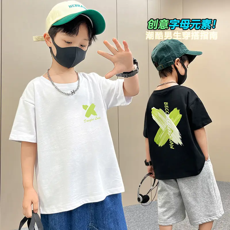Boys Black Graphic Cotton T-Shirt Loose Fit Summer Casual - Image 6