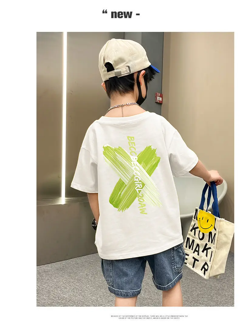Boys Black Graphic Cotton T-Shirt Loose Fit Summer Casual — feature 4