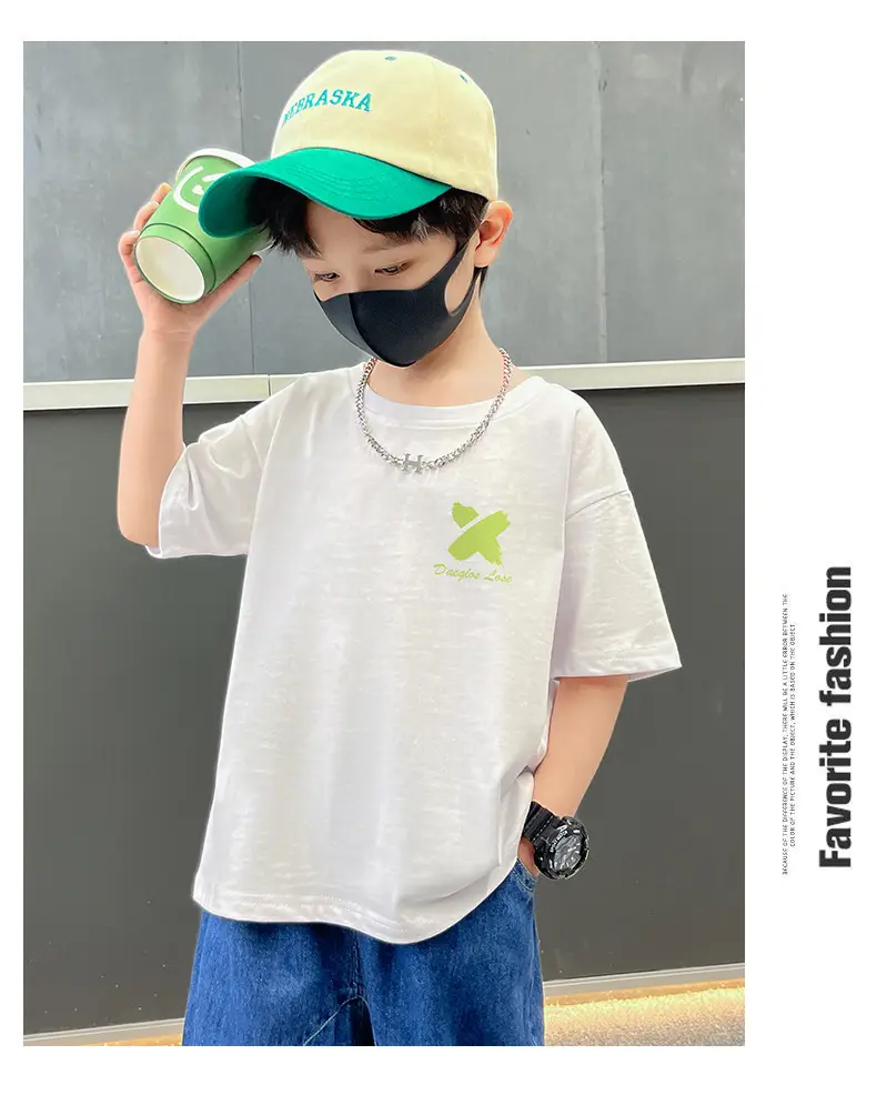 Boys Black Graphic Cotton T-Shirt Loose Fit Summer Casual — feature 5