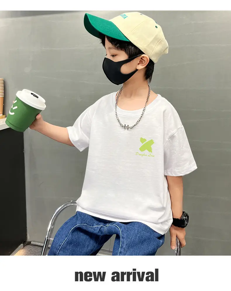 Boys Black Graphic Cotton T-Shirt Loose Fit Summer Casual — feature 6