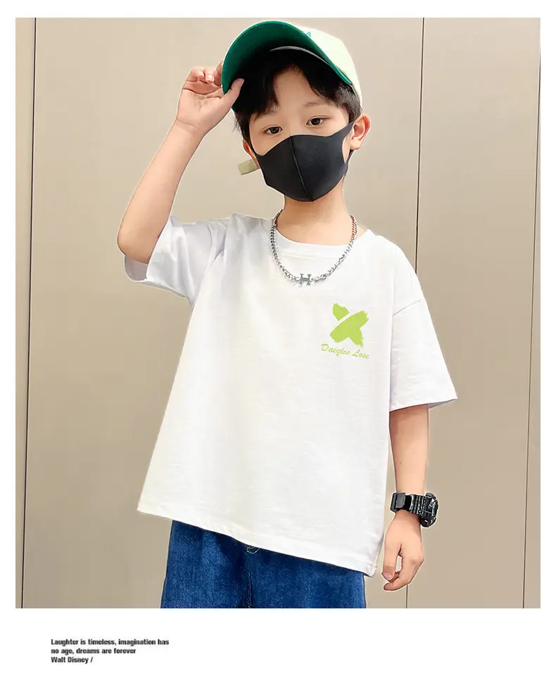 Boys Black Graphic Cotton T-Shirt Loose Fit Summer Casual — feature 7