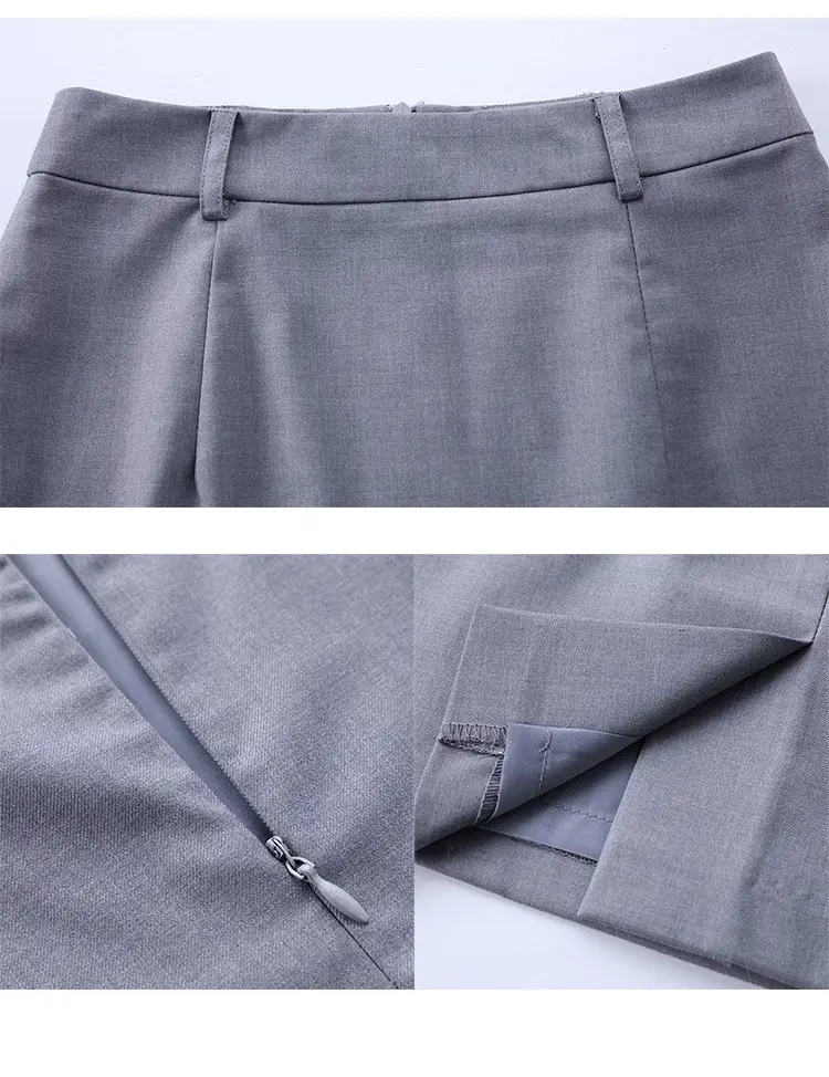 Professional Women's Vest Suit Navy White Short Sleeve — feature 28