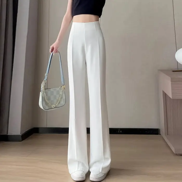Women Wide Leg Pants White Summer 2025 - Image 3