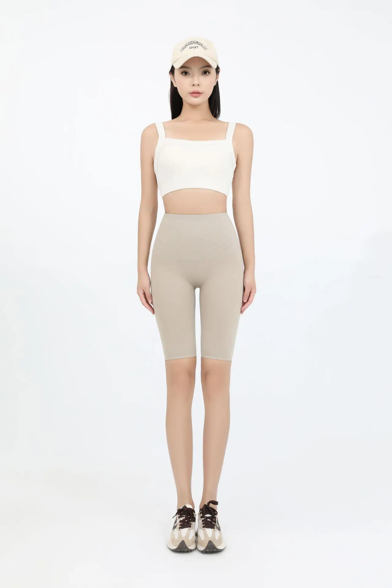 Summer High Waist Yoga Shorts for Women Gray