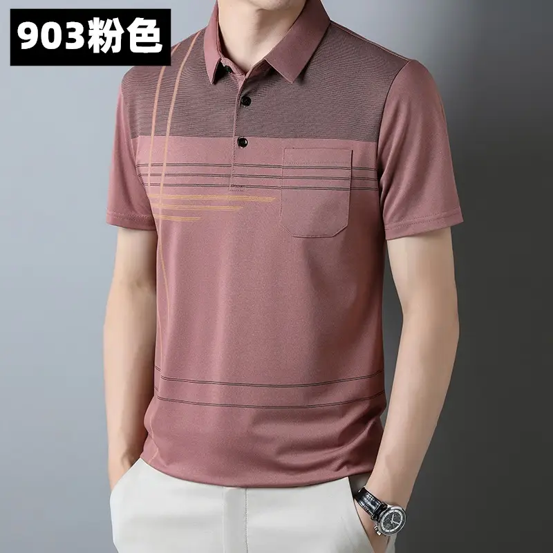 Men's 939 Pink Polo T-Shirt Short Sleeve Real Pocket