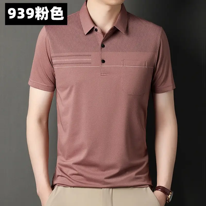 Men's 939 Pink Polo T-Shirt Short Sleeve Real Pocket