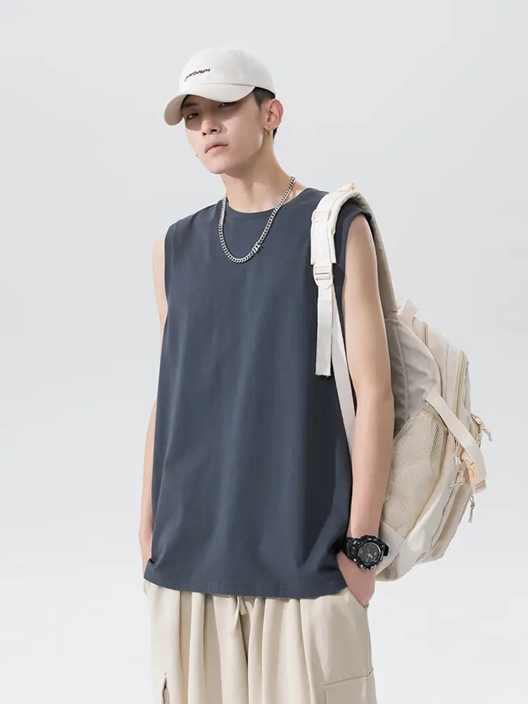Men Sleeveless Cotton Vest Dark Green 2026