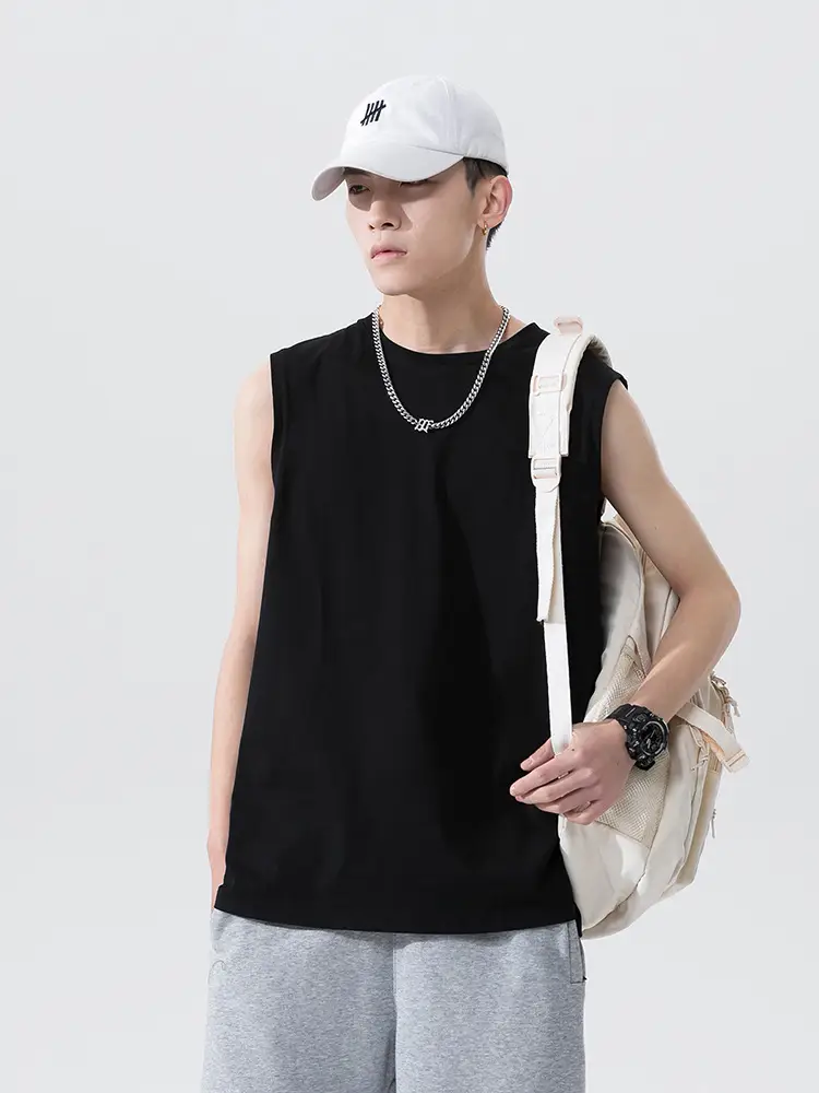 Men Sleeveless Cotton Vest Dark Green 2026