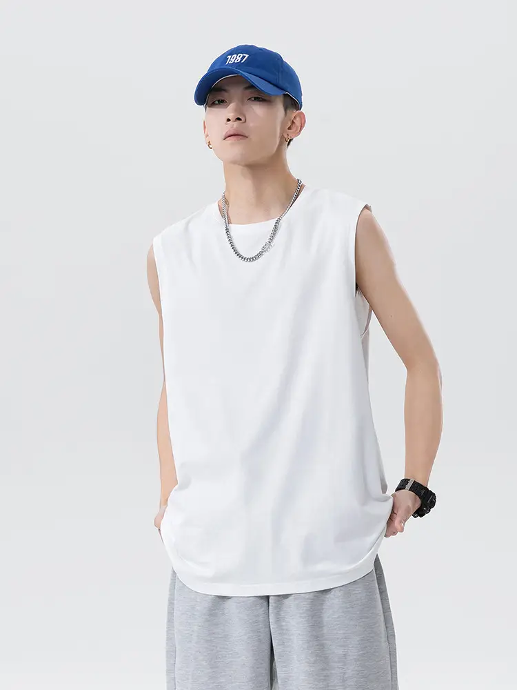 Men Sleeveless Cotton Vest Dark Green 2026