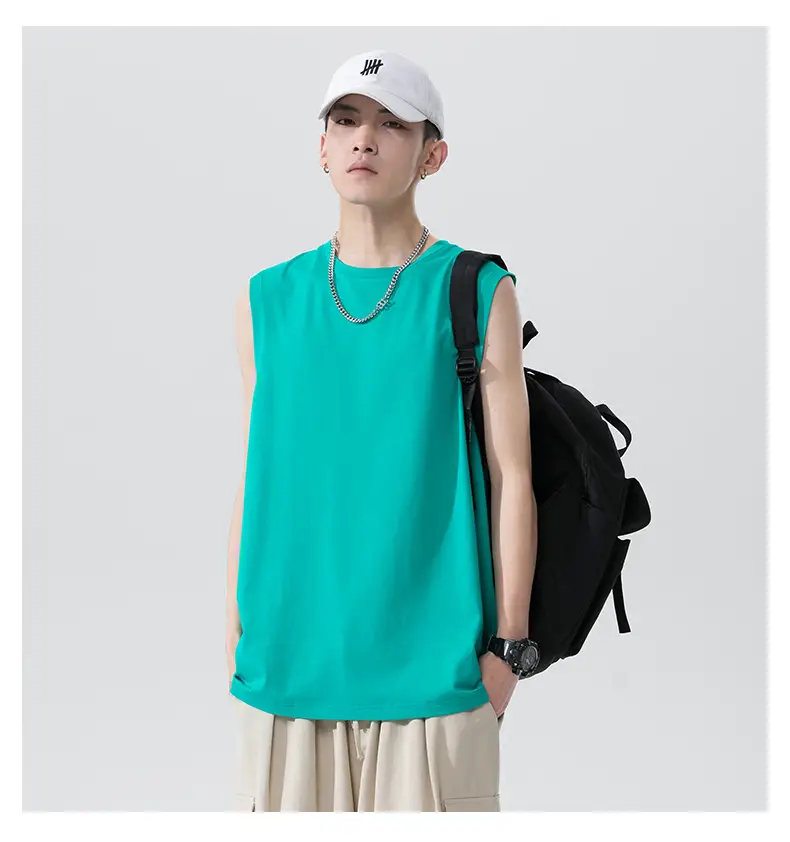 Men Sleeveless Cotton Vest Dark Green 2026 — feature 19