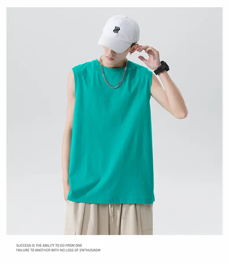 Men Sleeveless Cotton Vest Dark Green 2026 — feature 21