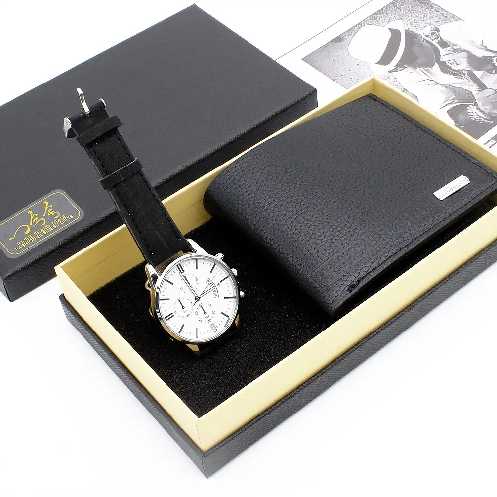 Men's Black Leather Watch & Wallet Set - Image 3