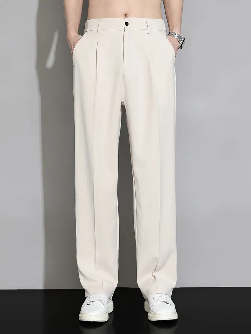 Ice Silk Men's Wide Leg Straight Pants Black 2025 - Image 4