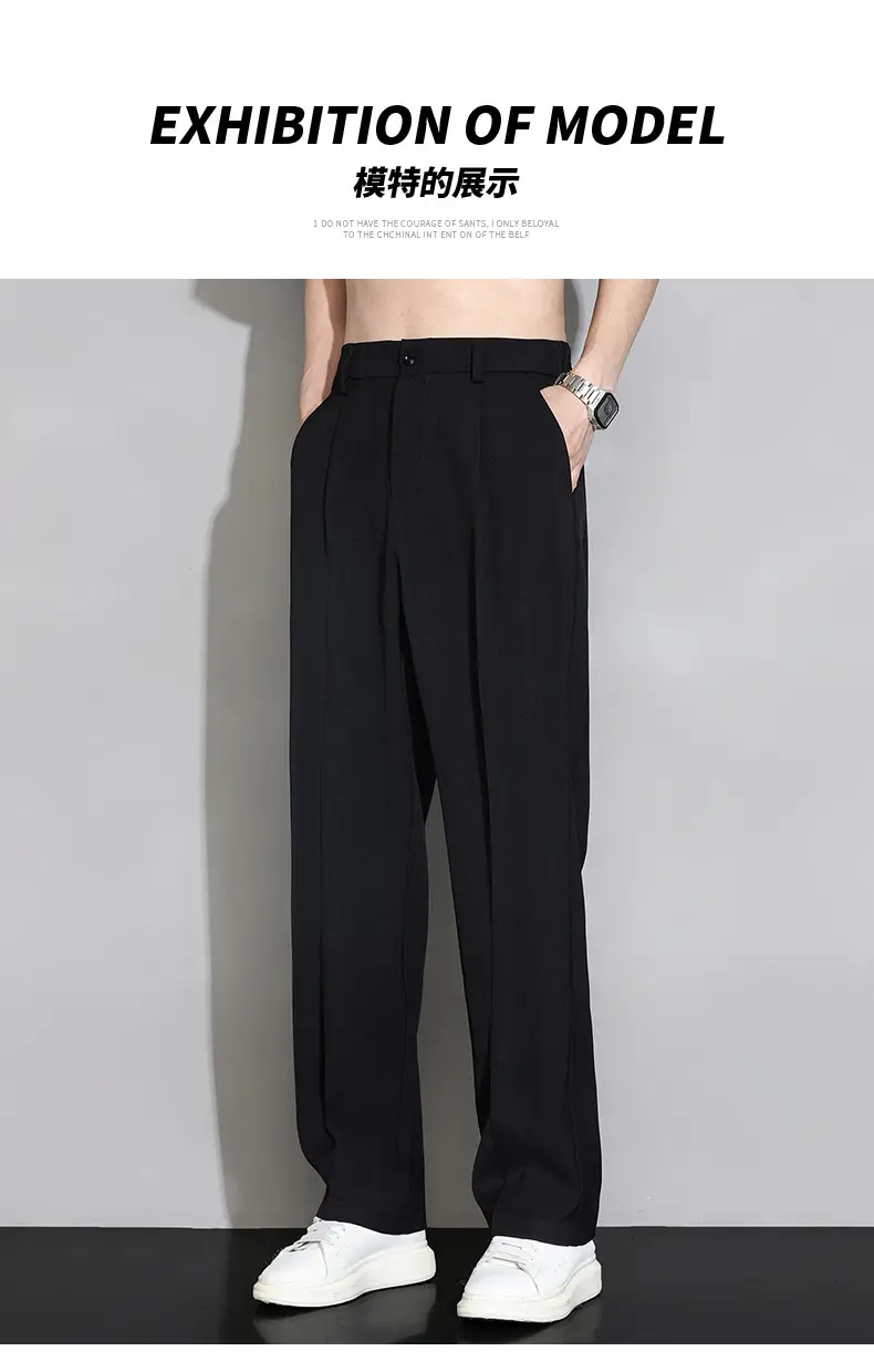 Ice Silk Men's Wide Leg Straight Pants Black 2025 — feature 10