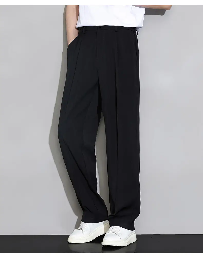 Ice Silk Men's Wide Leg Straight Pants Black 2025 — feature 13
