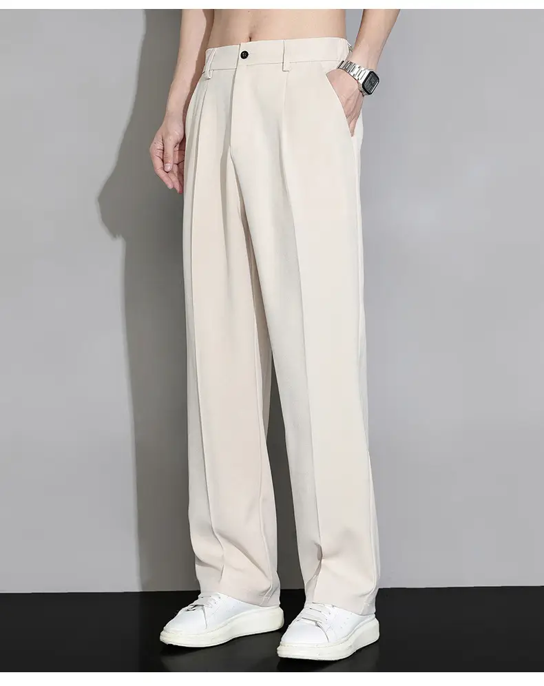 Ice Silk Men's Wide Leg Straight Pants Black 2025 — feature 14